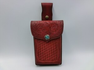 K【22-50】【60サイズ】▲leather belt pouch レザー ベルトポーチ/スマホケース/メディスンバッグ