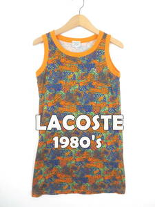 80s LACOSTE ラコステ ★ 幾何学模様 総柄 タンクトップ チュニック 40 ★ オールド 文字ラコ レディース ヴィンテージ カットソー Tシャツ