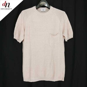 17SS SHIPS シップス SAFILIN サフィラン 半袖 リネン コットン ニット 無地 TEE Tシャツ カットソー PINK S