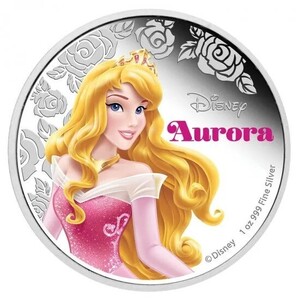 【1円スタート】2015 オーロラ姫（Aurora）ディズニープリンセスコインシリーズ　2ドルカラー銀貨