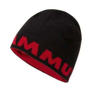 MAMMUT Mammut Logo Beanie＋純正ステッカー1枚 おまけ【未使用・新品】マムート ロゴ ビーニー レッド ブラック リバーシブル