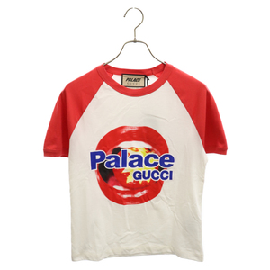 GUCCI グッチ ×PALACE コットンジェレシー ロゴプリントTシャツ 半袖カットソー レッド/ホワイト