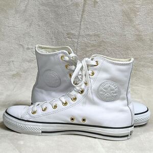 美品　CONVERSE コンバース 26cm レザーシューズ レザースニーカー ハイカット ALL STAR オールスター ホワイト カジュアル 本革