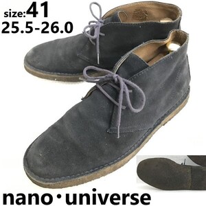 nano・universe/ナノユニバース★クレープソール/デザートブーツ【size:41/26.0/ネイビー/navy】チャッカ/ショート/boots/Shoes◆sZ-192