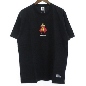 未使用品 ブラックアイパッチ THE BLACK EYE PATCH タグ付き 24AW Tシャツ スッパイマンコラボ カットソー 半袖 黒系 ブラック L メンズ