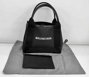 BALENCIAGA バレンシアガ ネイビーカバ XS 390346 ハンドバッグ 黒 ストラップ欠品 ヤケ スレ 店舗受取可