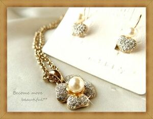 ★未使用★ITALY製 noemi 18KTピアス＆お花ネックレスSET1★0-2.