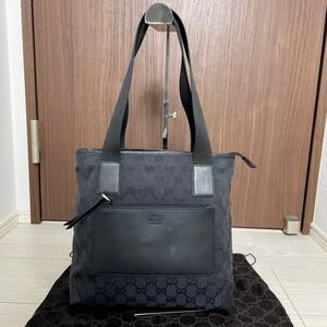 グッチ GUCCI トートバッグ ハンドバッグ GGキャンバス ブラック 黒 保存袋付き