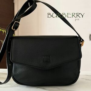 極美品 BURBERRY バーバリー レザーショルダーバッグ＊ノバチェック メンズ レディース 牛革 本革 ブラウン 茶 肩掛け 斜め掛け