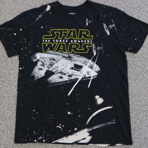 STAR WARS The Force Awakens Tシャツ L ブラック スターウォーズ フォースの覚醒 ミレニアムファルコン TIEファイター SF 映画 ムービー