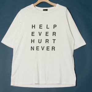 メール便◯ HELP EVER HURT NEVER 藤井風 サイズL 半袖 クルーネック Tシャツ 前面プリント 白/ホワイト カジュアル JPOP 春夏 音楽