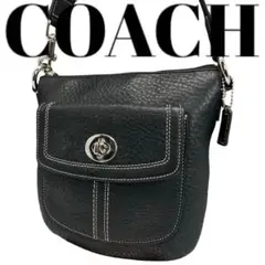 ✨COACH✨コーチ　ショルダーバッグ ターンロック　シボ革　ステッチ　肩掛け