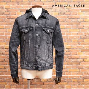 AMERICAN EAGLE/XSサイズ/デニムブルゾン 0106-1587 ストレッチ快適 ウォッシュ加工 ストリート 新品/黒/ブラック/jb175/