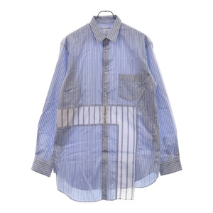 COMME des GARCONS SHIRT コムデギャルソンシャツ 23AW マルチストライプ切替ロング丈ストライプシャツ ホワイト/ブルー FL-B043