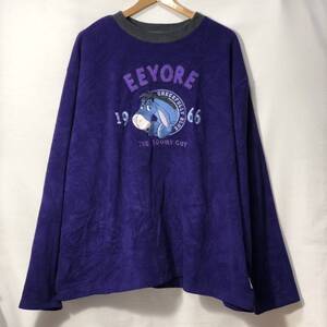 ■ ビンテージ Disney EEYORE キャラ ワッペン付き フリース プルオーバー パープル 古着 ディズニー くまのプーさん イーヨー アメカジ ■