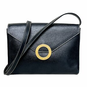 CELINE　セリーヌ　バッグ　ヴィンテージ　サークル 金具　ロゴ　オールド　レザー　ショルダー　2WAY　黒　ブラック