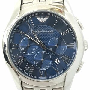 EMPORIO ARMANI エンポリオアルマーニ 腕時計 AR1787 クオーツ アナログ ラウンド クロノグラフ ブルー シルバー 電池交換済み 動作確認済