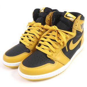 未使用品□NIKE ナイキ 555088-701 AIR JORDAN 1 RETRO HIGH OG POLLEN レザー ハイカットスニーカー ブラック イエロー 28 箱付 メンズ