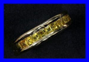 ●新品同様 ハーフエタニティリング 21.5号 10.7g イエローサファイア サファイヤ 1.53cts イエローゴールド K18金 18K 指輪 極上品 Z1946