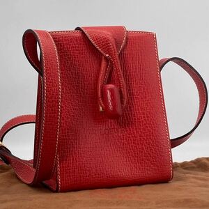 極美品！稀少ミニサイズ●LOEWE ロエベ ターンロック レザー ショルダーバッグ ハンド ポシェット 斜め掛け可 レディース