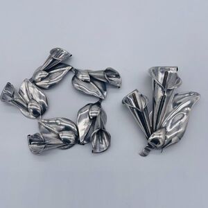 M568*vintage*1970s*メキシコ*シルバー*花柄*ブレスレット*ブローチ *STERLING*銀925*メキシカンジュエリー*アクセサリー*モダン*antique