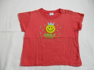 BE134【MINI-K・ミニケー】プリント　半袖　Ｔシャツ　女児　橙　90