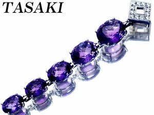 1円～【ジュエリー極】TASAKI 極上天然アメジスト5石＆上質ダイヤモンド0.12ct 超高級K18WGペンダントヘッド h6613mg【送料無料】