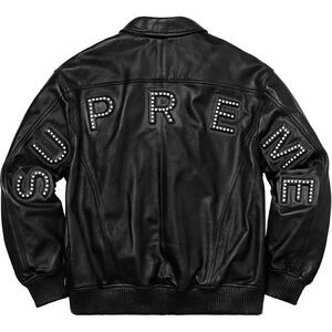 希少★新品本物【黒★L】Studded Arc Logo Leather Jacket スタッズ アーチロゴ レザー 正規店購入 シュプリーム 入手困難 Supreme 2018S/S