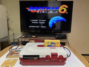 【動作確認済】シャープツインファミコンAN-500BファミコンカラーVer ディスク,カセット共に動作良好 ACアダプター 取説コピーソフト他付