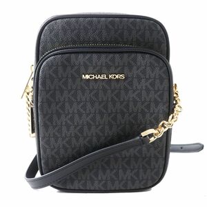 未使用品◎MICHAEL MICHAEL KORS マイケルコース JET SET GIRLS NS チェーン クロスボディ コーテッドキャンバス ミディアムバッグ 黒灰 袋