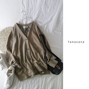 超美品☆アメリカーナ AMERICANA/Tanacana☆洗える ベロア Vネックカーディガン☆E-M 0505