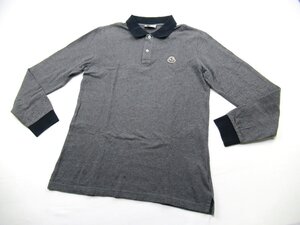 ☆【B送900円】745　MONCLER　モンクレール　長袖ポロシャツ　コットン100%　グレー×黒　イタリア　ワッペン　CM164