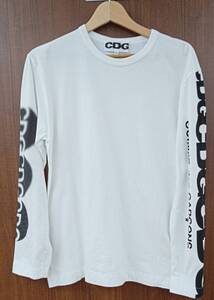 CDG シーディージー COMME des GARCONS コムデギャルソン SZ-T008 AD2021 ホワイト 長袖Tシャツ スリーブロゴプリントTee Mサイズ 日本製