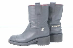 CHANEL シャネル エンジニアブーツ　レザー ブーツ シューズ 靴 レディース サイズ 37 ブラック 8962-KK