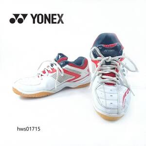 YONEX バドミントンシューズ 23.5cm ホワイト レッド レースアップ レディース 軽量 hws01715