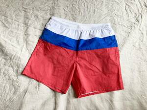 新品 18SS MARBLES マーブルス NEO-LOGO BEACH SHORTS ロゴ刺繍 ビーチ ショーツ パンツ トリコカラー L 赤 青 白 水着 タウンユース ◇3