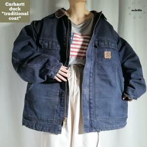 古着 00s 当時物 Carhartt カーハート ダックジャケット トラディショナルコート ワークジャケット ネイビー 紺色 メンズXL 685