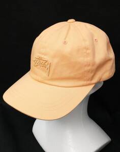 STUSSY LOGO CAP ステューシー ロゴ 刺繍 キャップ 帽子 ベルト調節可能 サーモンピンク ストリート 店舗受取可