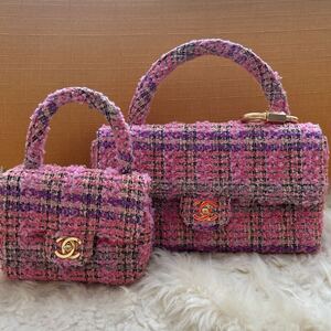 極美品　超希少　シャネル CHANEL マトラッセ 親子バッグ ピンクツイード