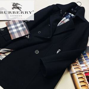 k1 極美◎大きいサイズ///参考価格18万●BURBERRY LONDON●ノバチェック ●ウールトレンチコート バーバリーコート レディース 46