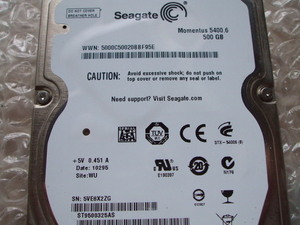 Seagate 2.5インチ 500GB Momentus 5400.6-X2ZG ジャンク