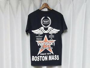 ◆VANSON バンソン Tシャツ ワンスター ボーンウイング ブラック BOSTON MASS バイク アメリカン 90s Y2K 古着女子 ライダース