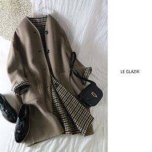 3.9万☆B shop/ル・グラジック LE GLAZIK☆ウールリバー リバーシブルコート 36サイズ☆A-O 0507