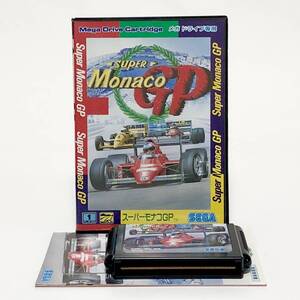 セガ メガドライブ スーパーモナコGP 箱説付き 痛みあり 動作確認済み Sega Mega Drive Super Monaco GP CIB Tested 