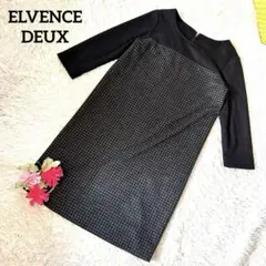 ELVENCE DEUX【ウール混】【ゴールドボタン】【柄】長袖ワンピース