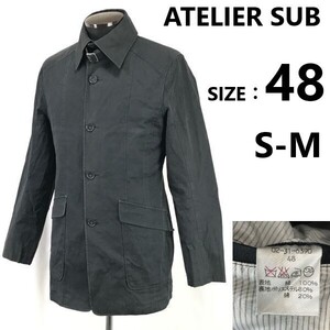 アトリエサブ/ATELIER SUB★ステンカラーコート/ショート丈【48/メンズS-M/黒/black/コットン】Coats/Jackets/Jumpers◆pBH300