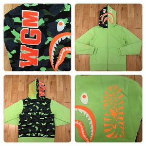 1st camo neon シャーク パーカー Sサイズ shark full zip hoodie a bathing ape bape ネオン 迷彩 エイプ ベイプ アベイシングエイプ 73g