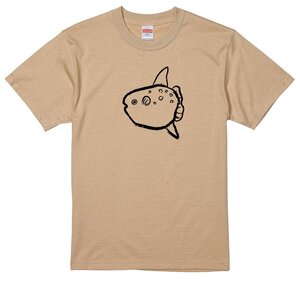 マンボウＴシャツ ライトベージュ 魚 魚類 フ ードTシャツ 和風 おもしろ パロ ディ ゆる可愛 まんぼう 曼波魚