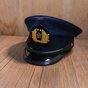 ★未使用★バス 運転手 警備員 交通指導員等 趣味 コスプレ コレクション 北海道 札幌市 石狩市 花川 半田帽子 制帽 官帽 型号58 ネイビー 