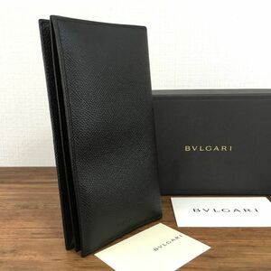 ☆送料無料☆ 極美品 BVLGARI 札入れ ブラック ロゴ シンプル 箱付き ブルガリ 二つ折り札入れ 212